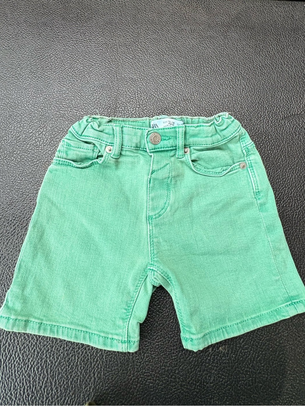 Zara boys denim green shorts